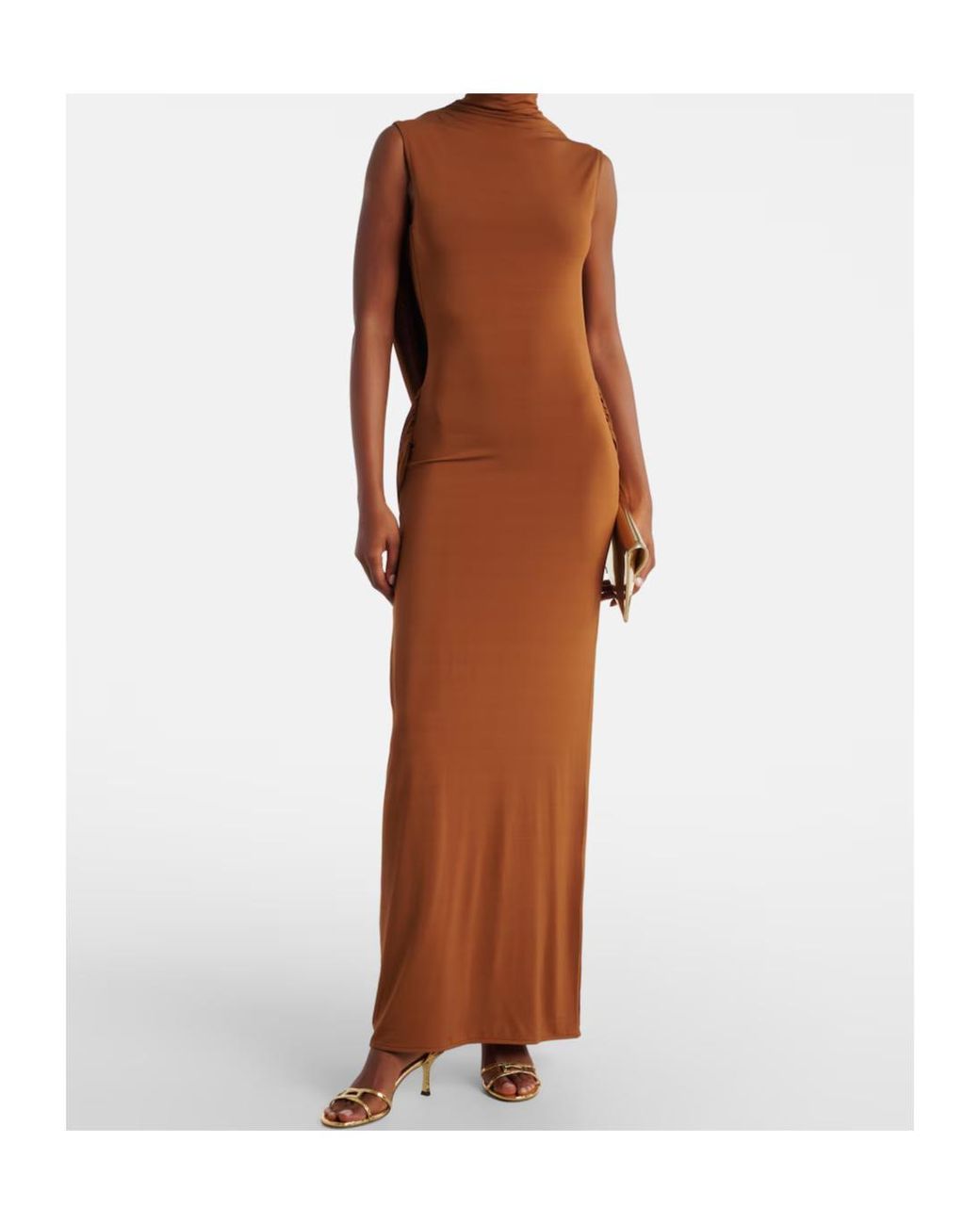 Nina Ricci Brown Jersey Maxi Dress