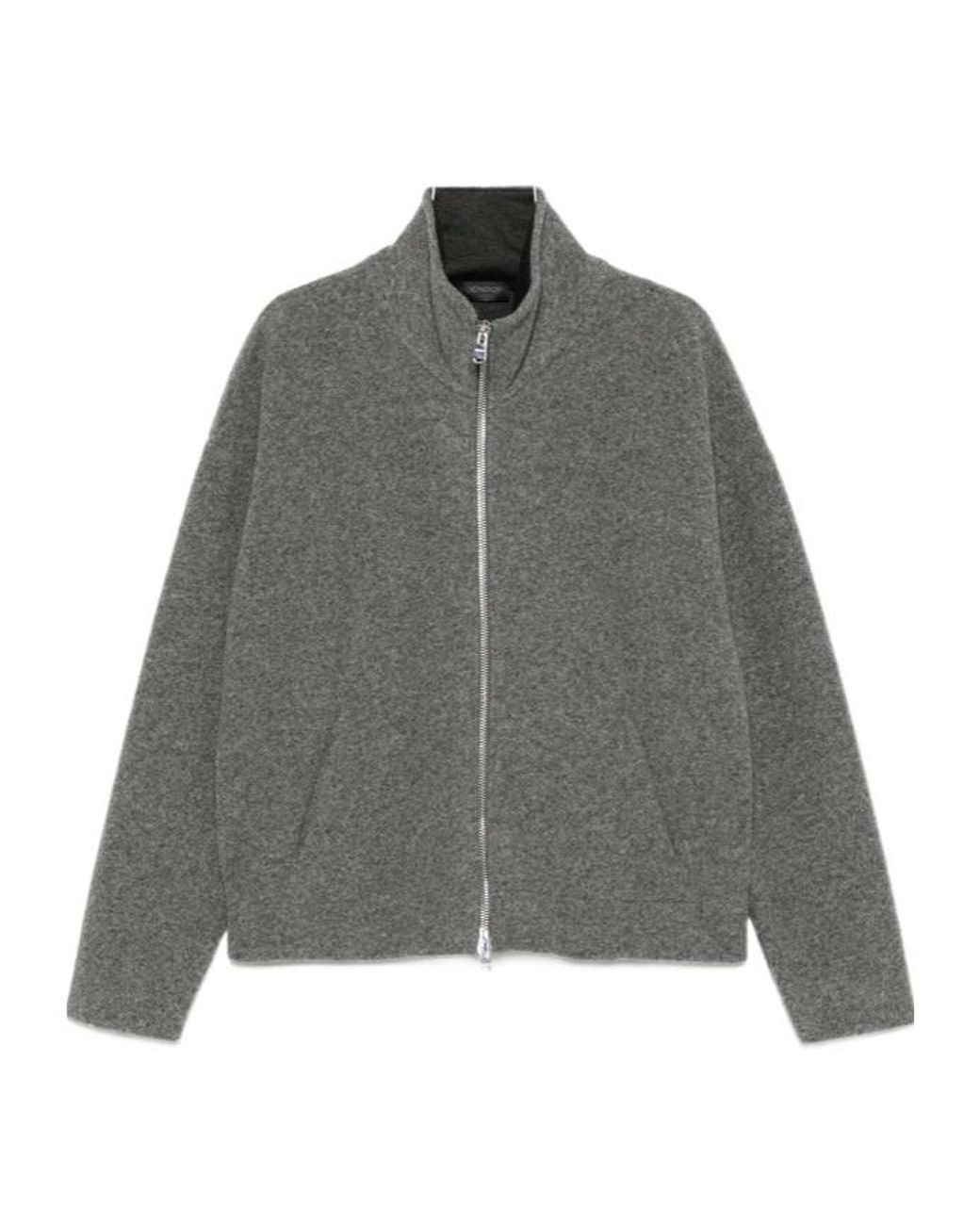 Dondup Gray Stand-Collar Zip-Up Casual Jacket for men