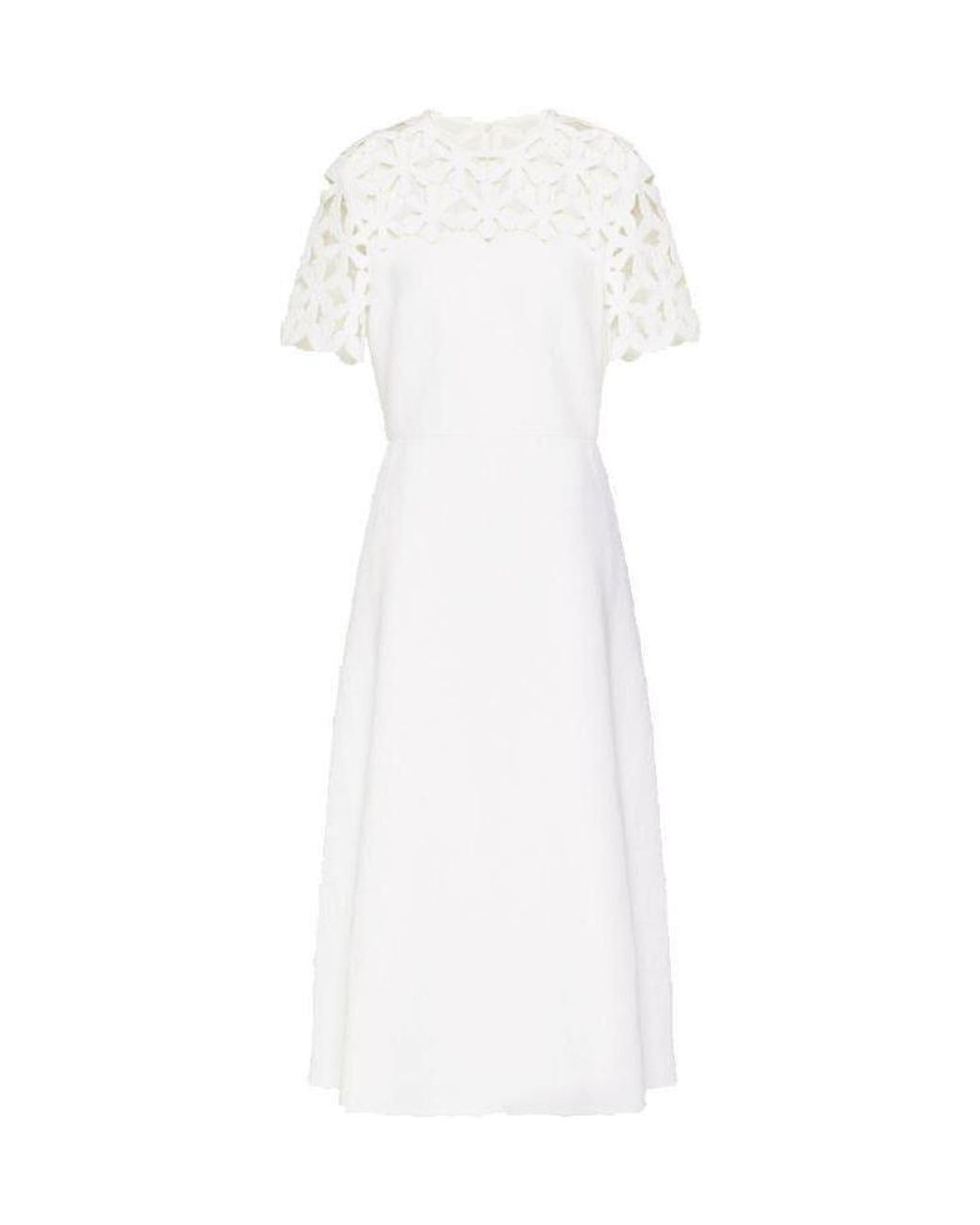 Valentino White Hollowed-Out Embroidered Dress