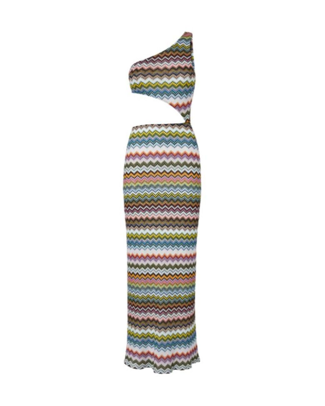 Missoni White One-Shoulder Pixel-Effect Zigzag Swimwear Cover-Up