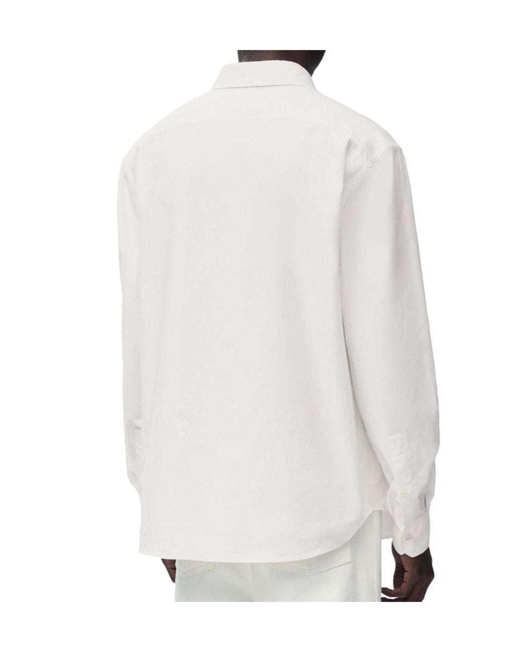 Loewe White Logo Embroidered Long-Sleeved Shirt for men