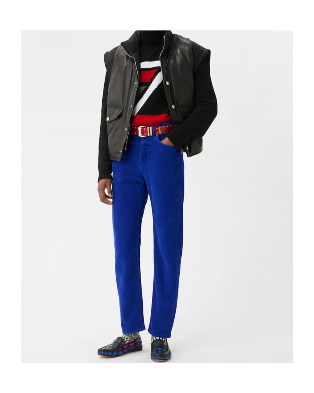 Versace Blue Straight-Leg Corduroy Pants for men