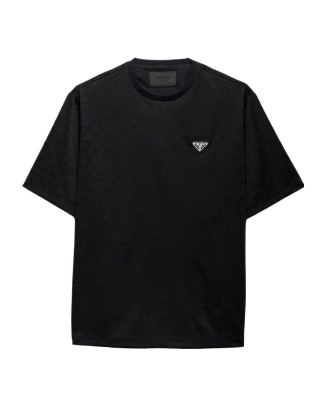 Prada Black All-Over Triangle Motif Crewneck T-Shirt for men