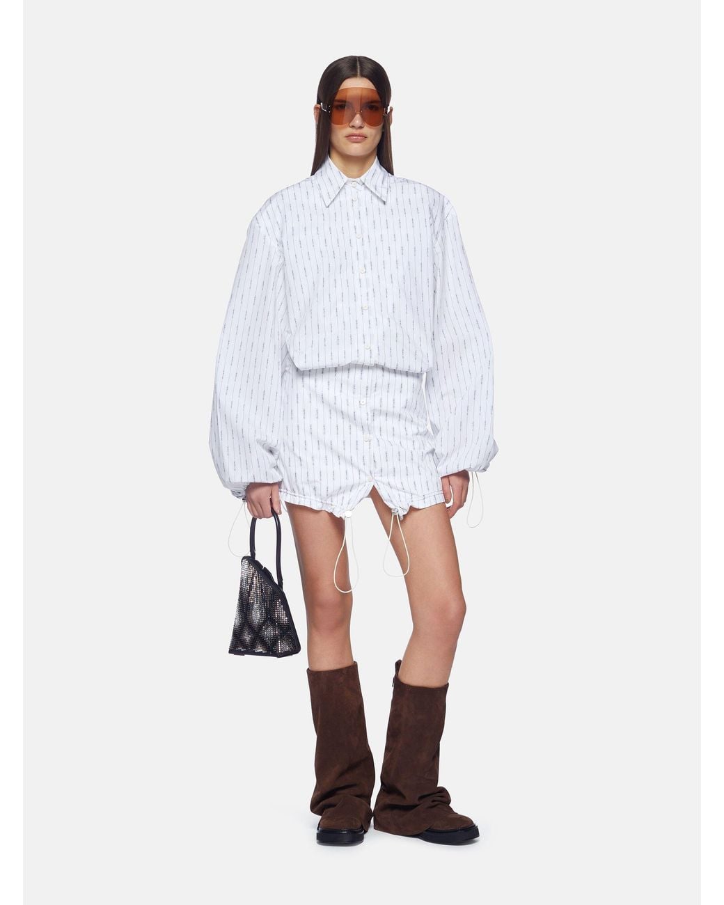 The Attico White The Striped Shirt Dress