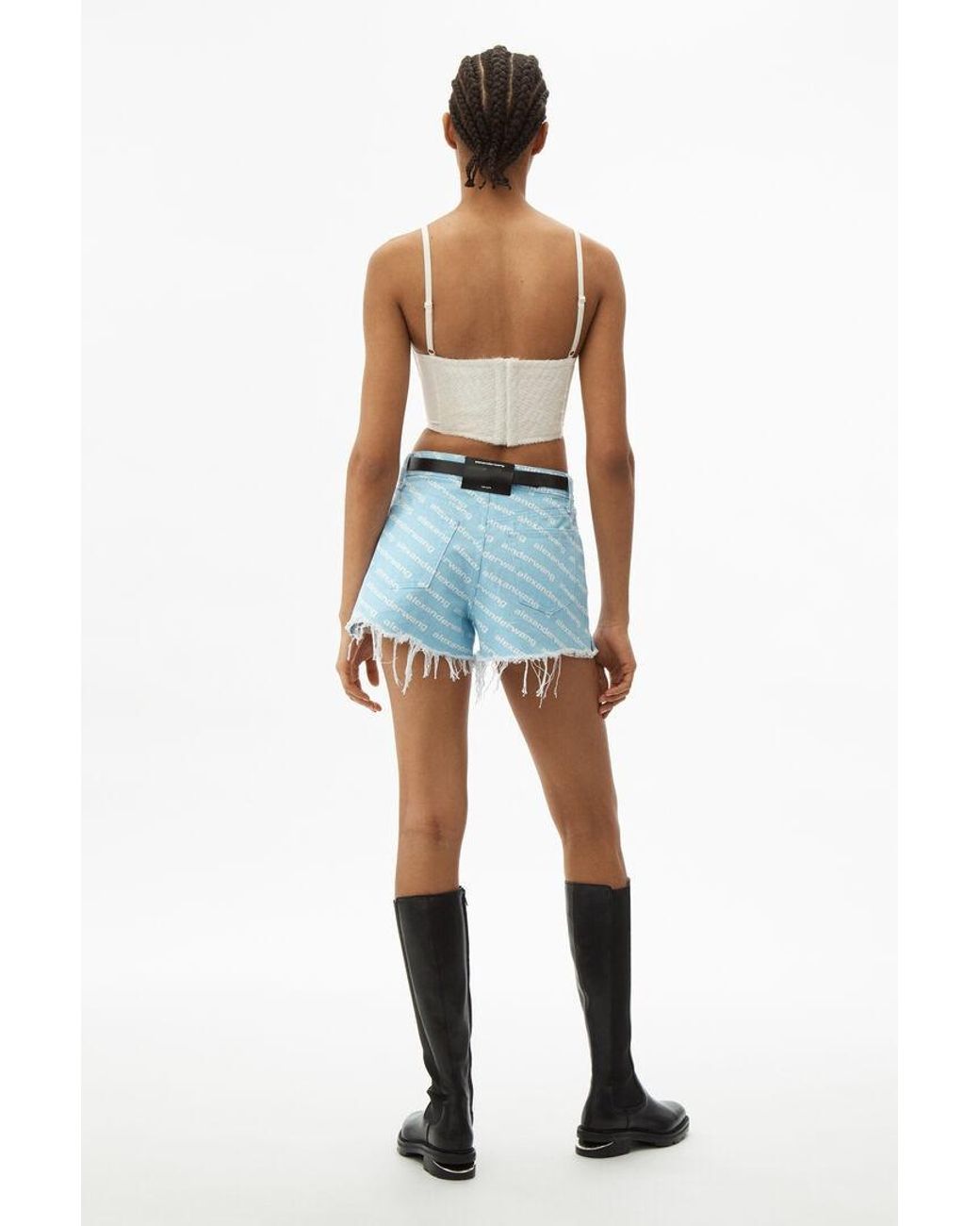 Alexander Wang Blue Bite High Rise Denim Shorts