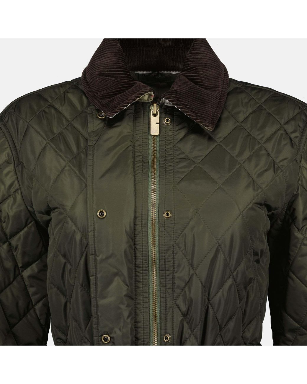 Burberry Green Belted Waist Quilted Jacket