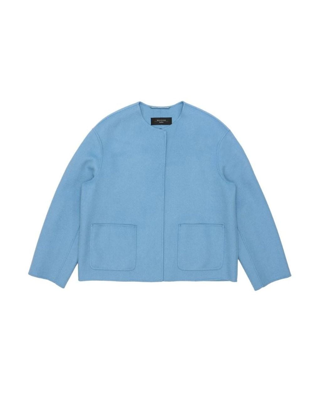 Weekend by Maxmara Blue Round-Neck Long-Sleeved Casual Jacket