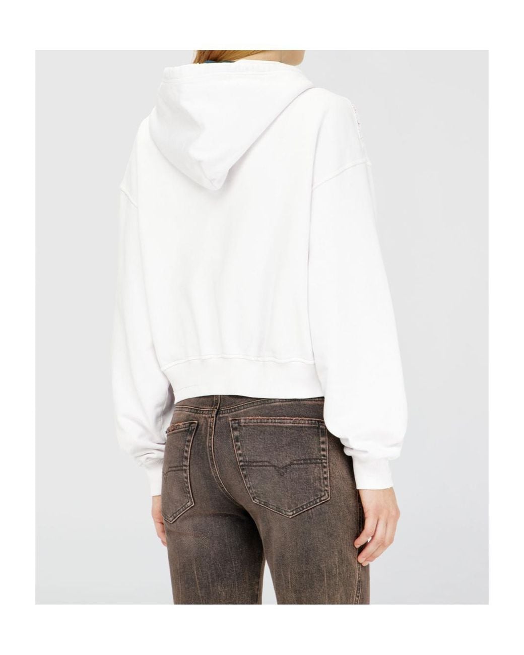 DIESEL White F Elycy Embellished Zipped Hoodie