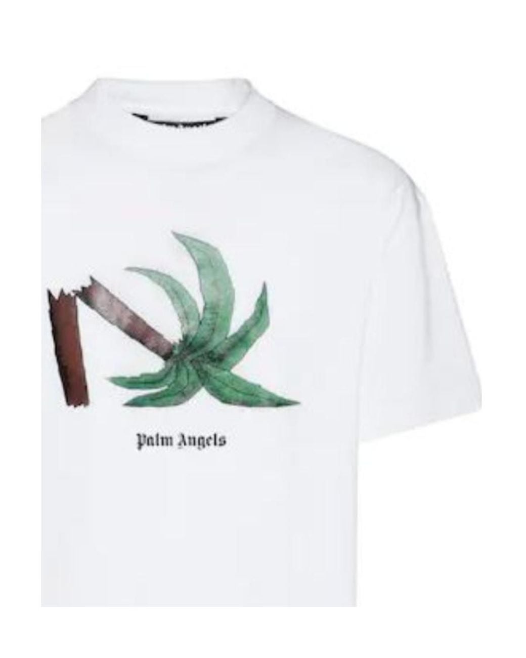 Palm Angels White Broken Palm Print T-Shirt for men