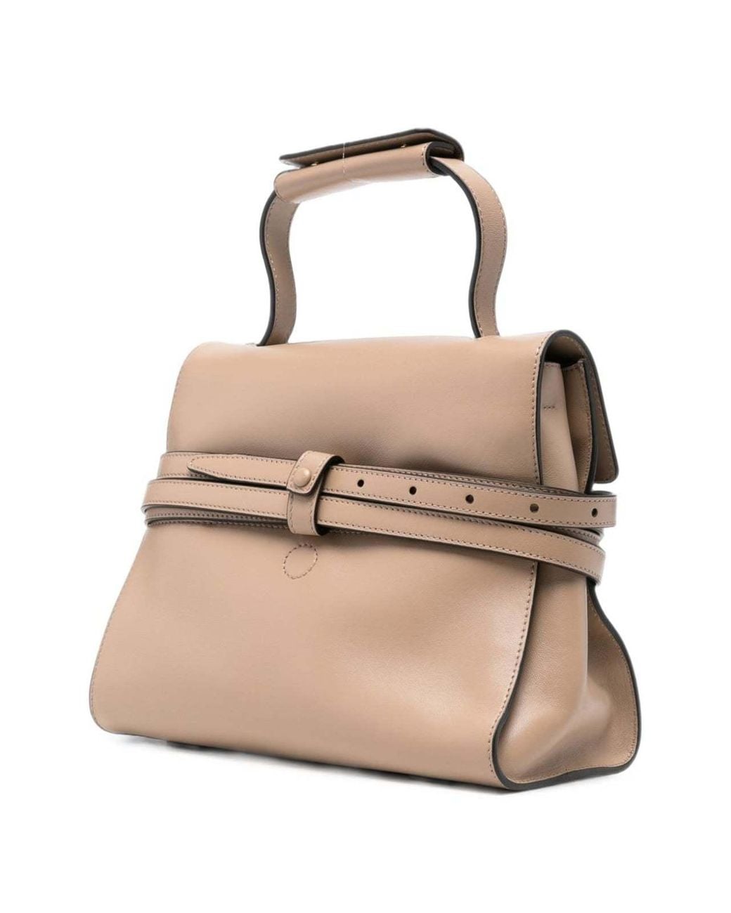 Moschino Natural Belted Leather Tote Bag