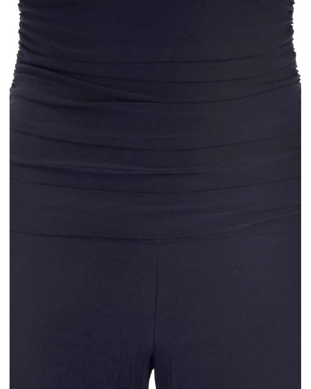 Norma Kamali Blue Ruched Wide-Leg Jumpsuit