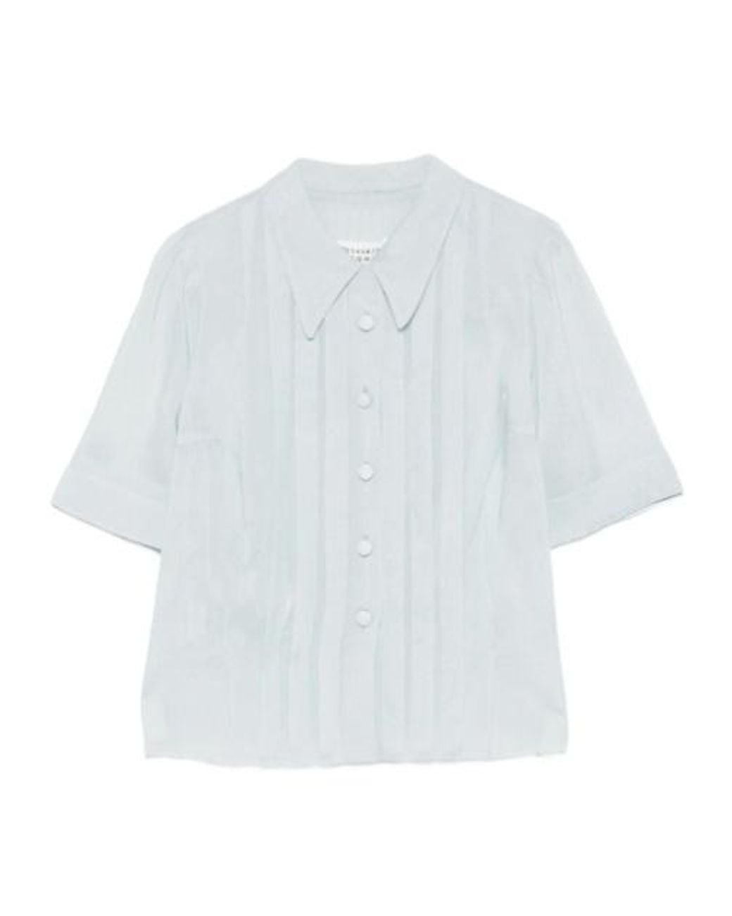 Maison Margiela White メゾン マルジェラ シアー プリーツ ボタンアップ トップ