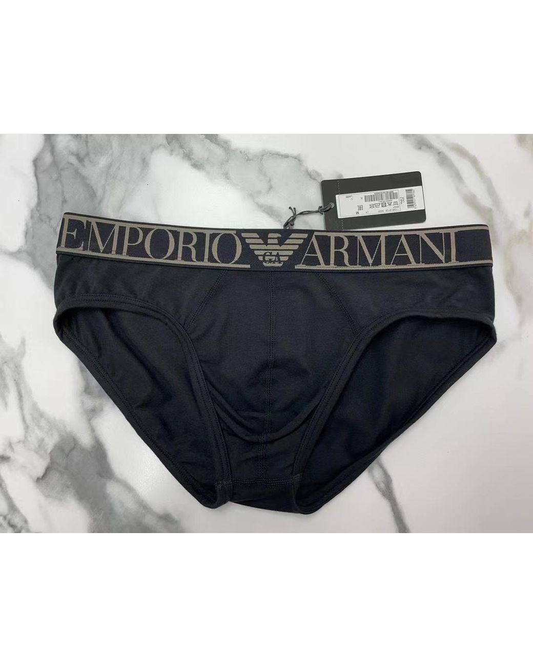 Emporio Armani Black Logo Triangle Briefs for men