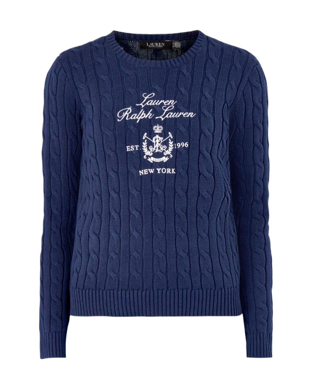 Ralph Lauren Blue Cable-Knit Crew-Neck Jumper