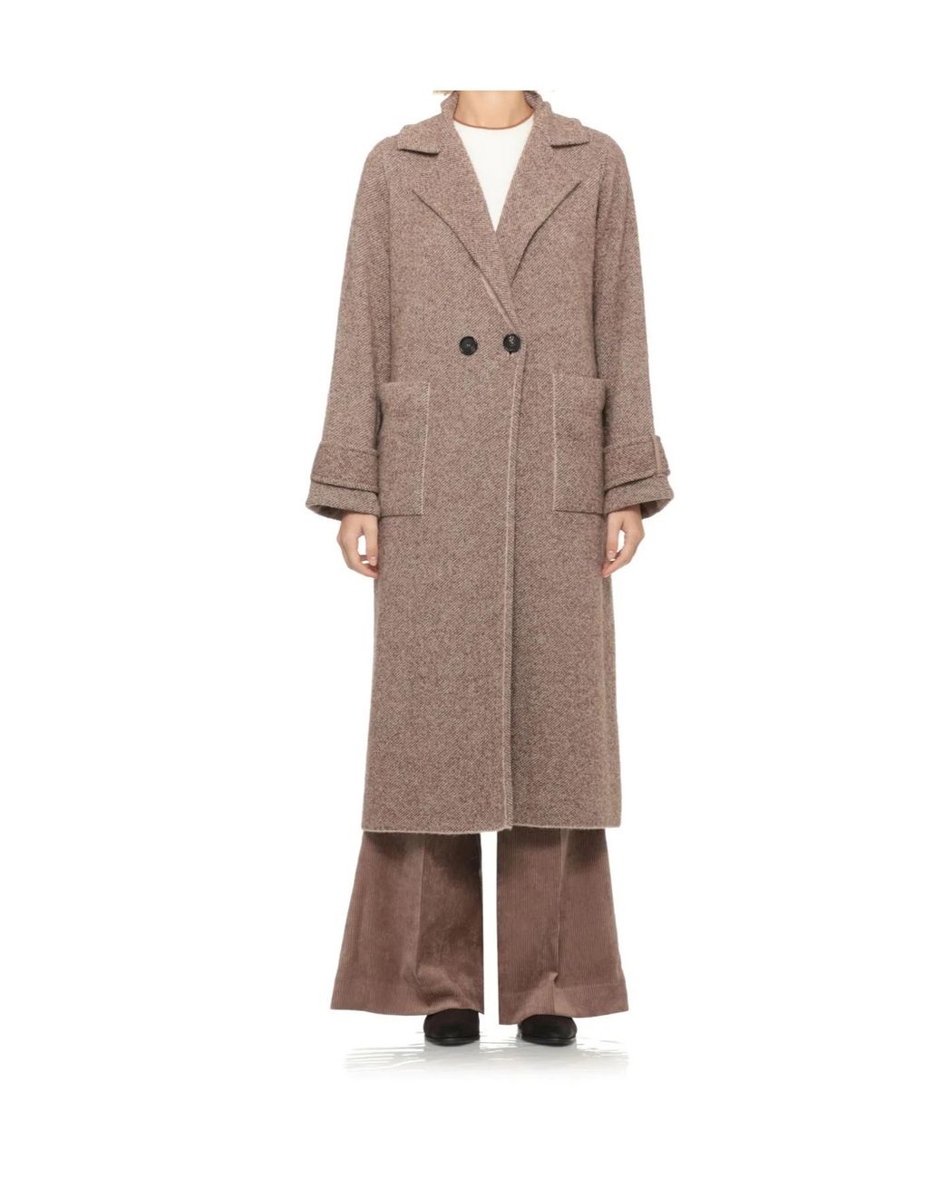 D.exterior Brown Long Single-Breasted Coat