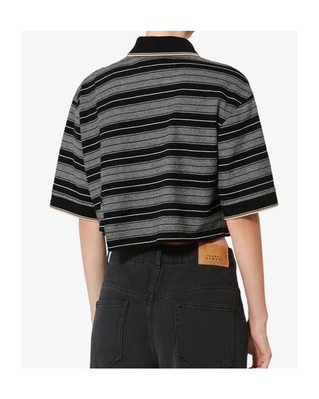 Isabel Marant Black Isabel Marant Étoile Isalyne Striped Polo T-Shirt