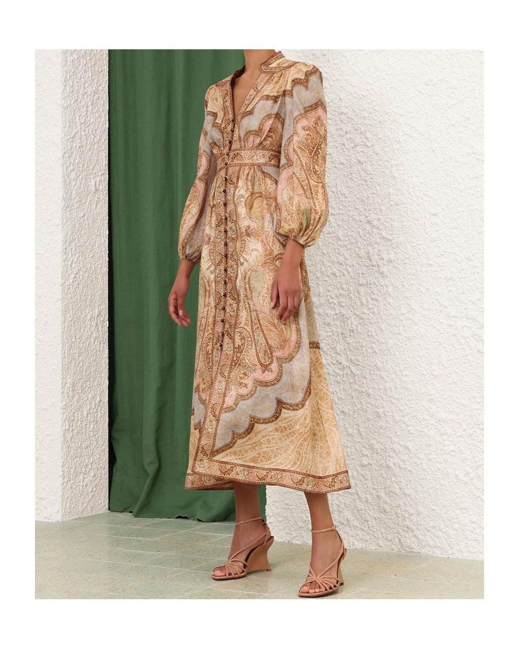 Zimmermann Natural Wanderlust Linen Midi Dress