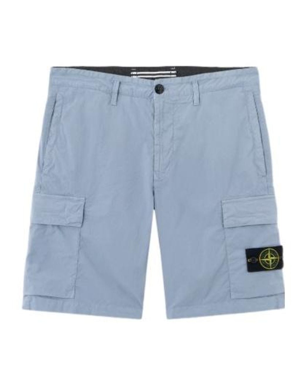 Stone Island Blue Logo-Patch Cargo Shorts for men