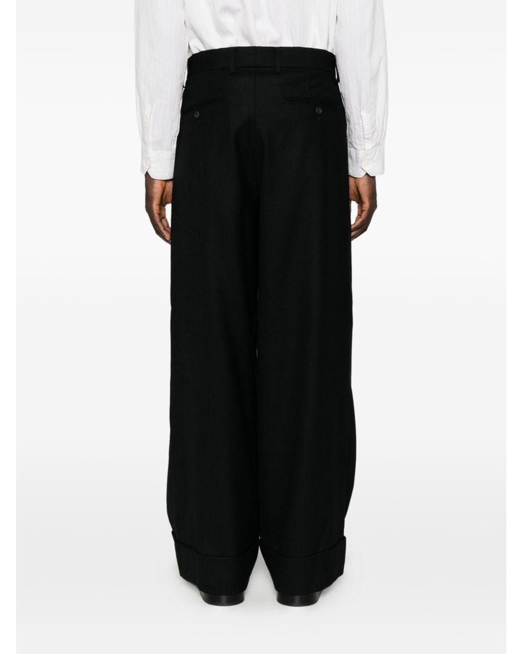 Junya Watanabe Black Pleated Wide-Leg Trousers for men