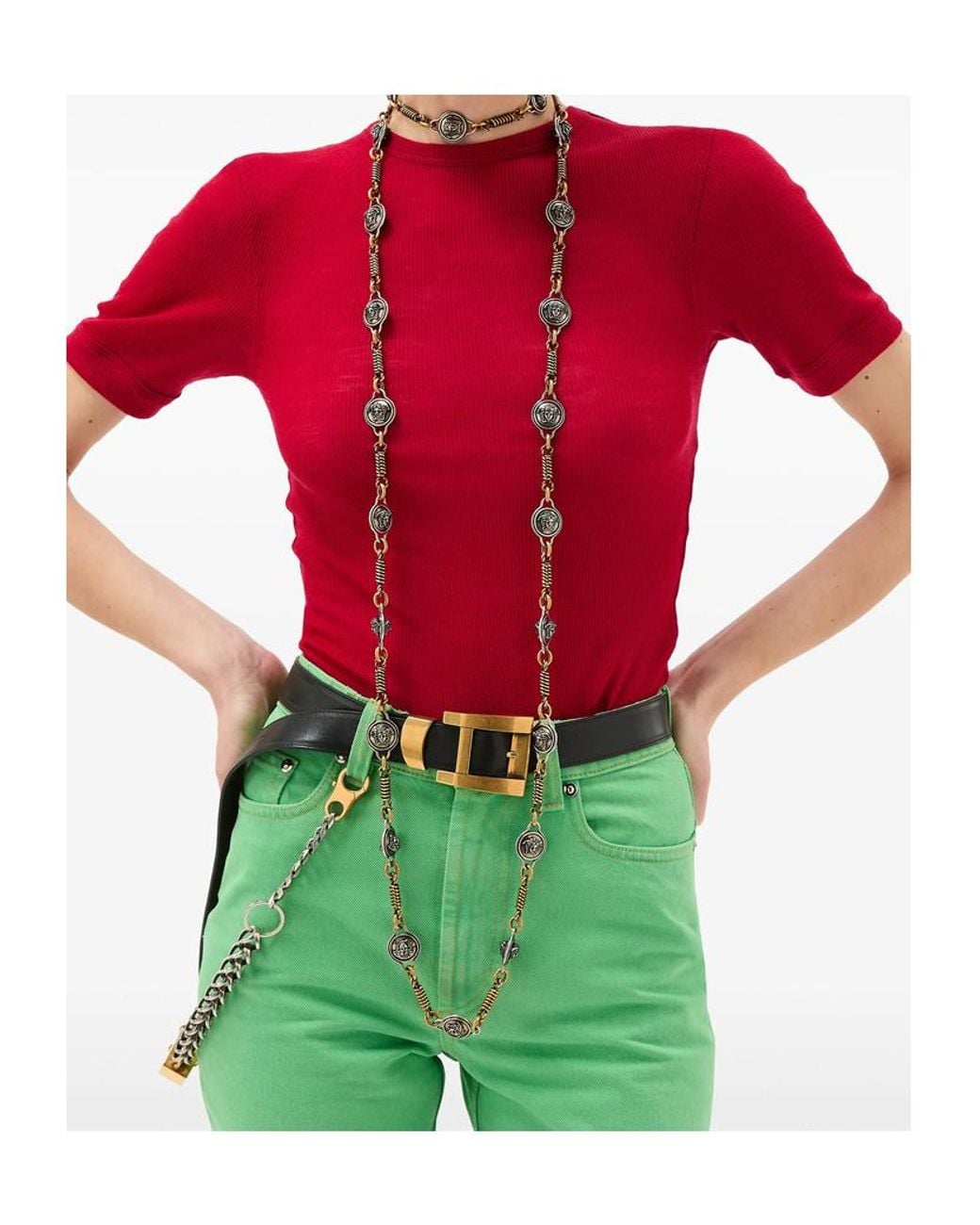 Versace Red It Wool Crewneck Sweater