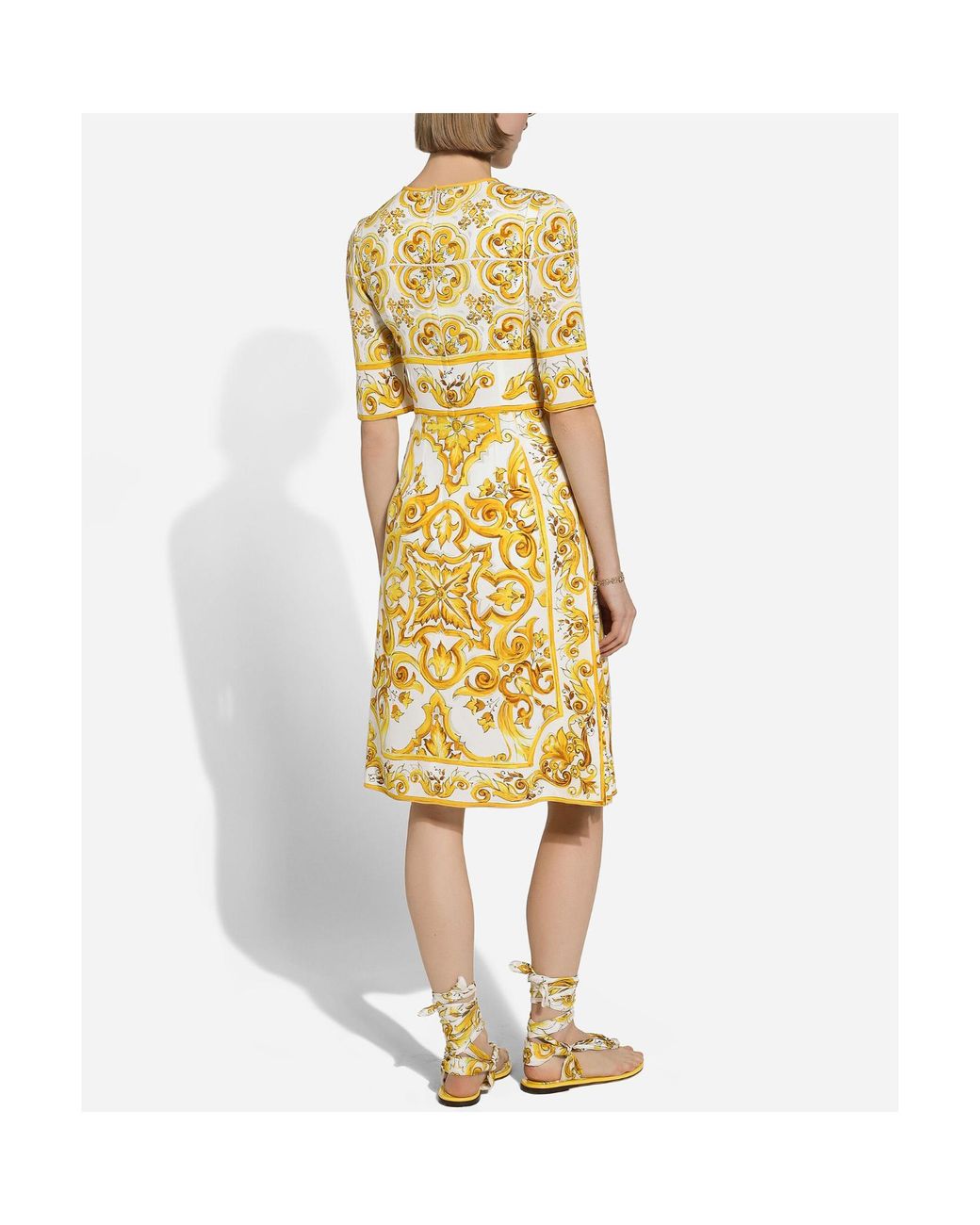 Dolce & Gabbana Metallic Silk Majolica-Print Dress