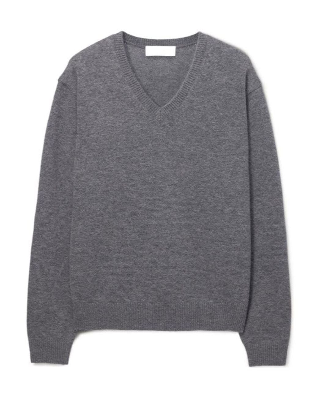 DUNST Gray V-Neck Cashmere Knitted Sweater for men