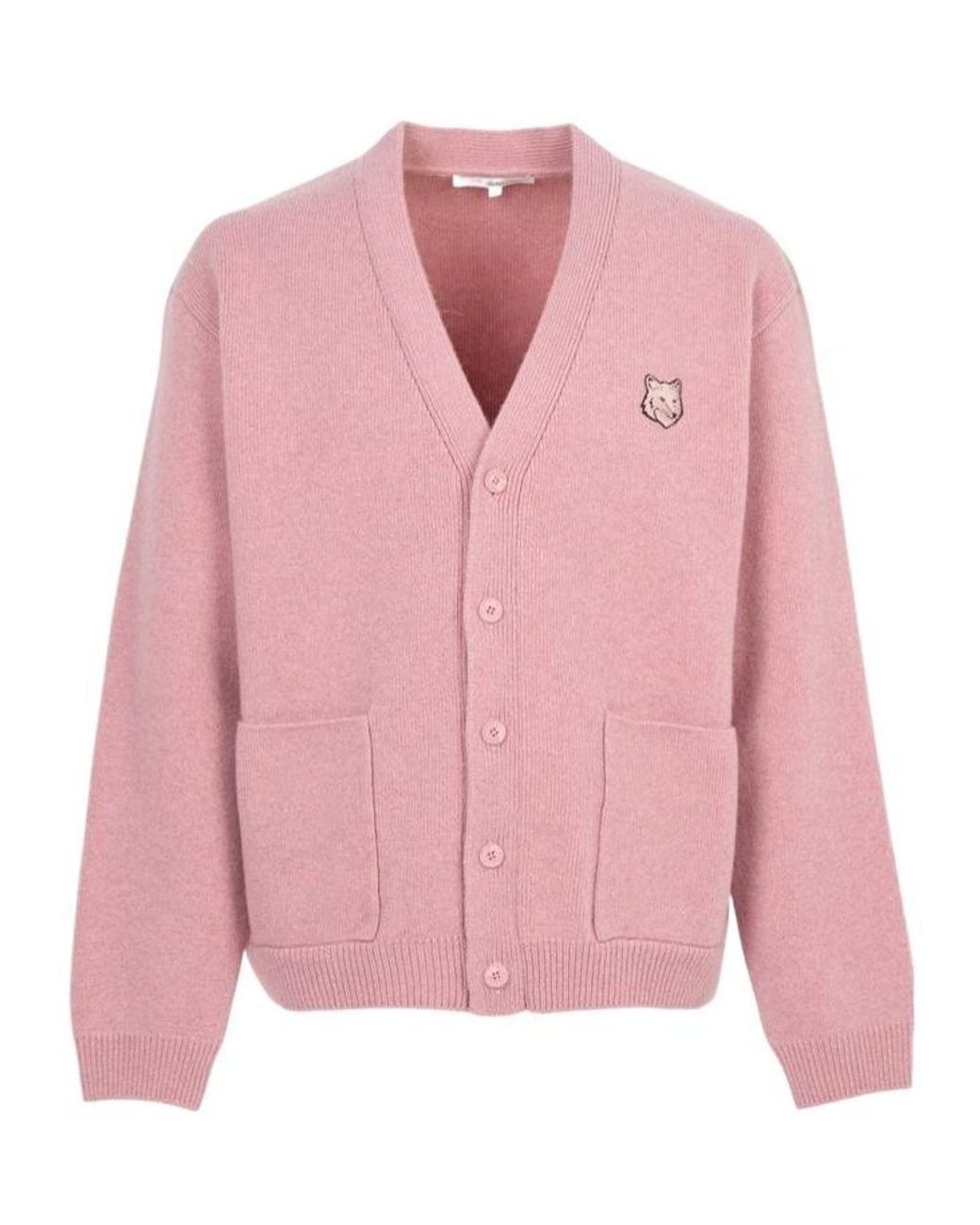 Maison Kitsuné Pink Button-Up Cardigan for men
