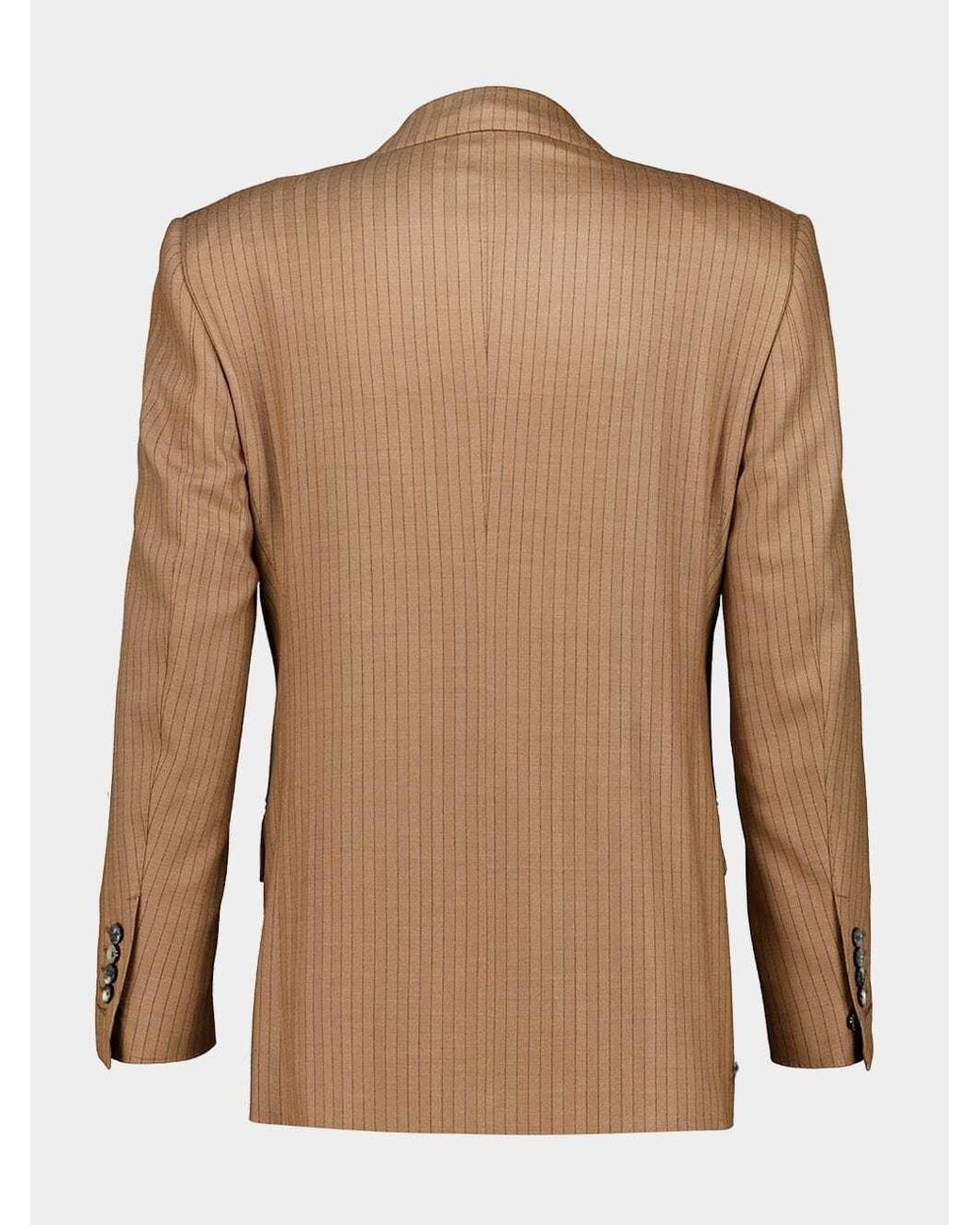Tom Ford Brown Pinstriped Double-Breasted Blazer for men
