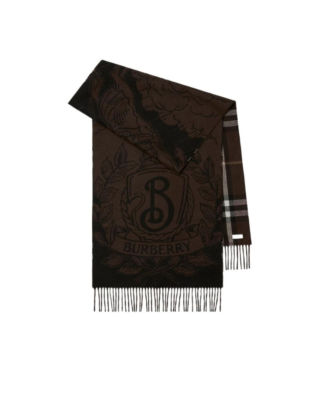 Burberry Black Equestrian-Knight Check Scarf