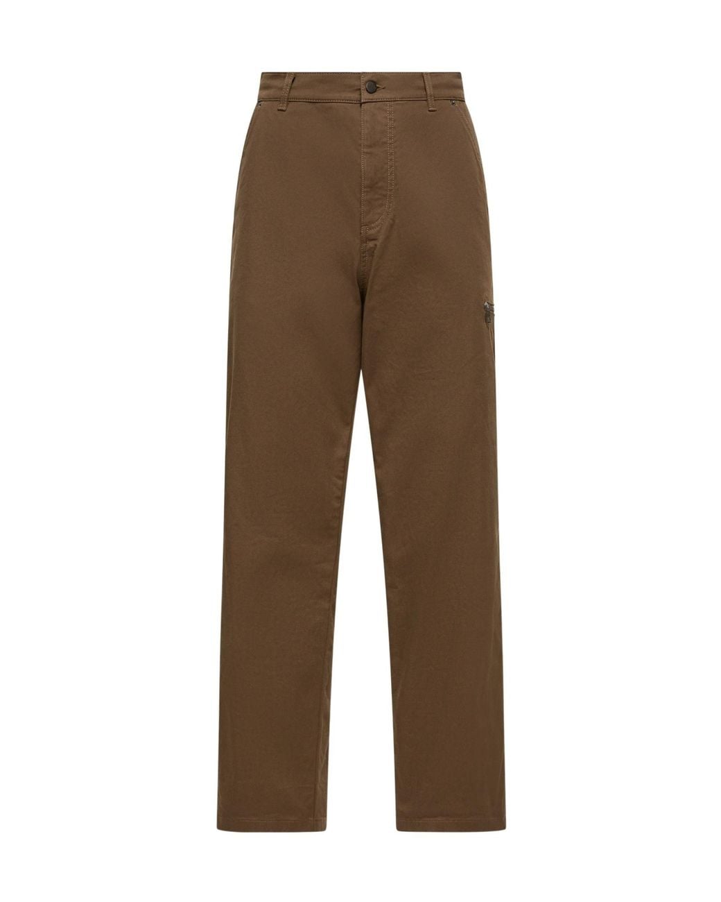 Moncler Brown Logo Patch Straight-Leg Pants for men