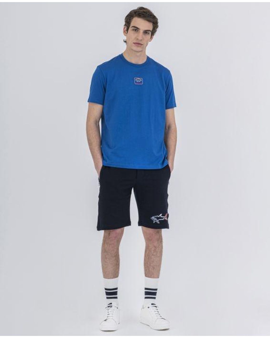 Paul & Shark Blue T-Shirt With Round Neck And Short Sleeves for men