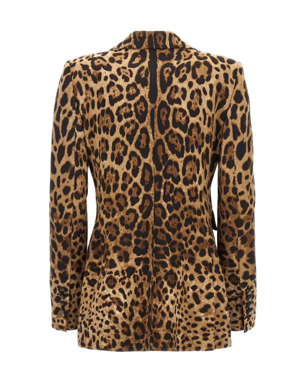 Dolce & Gabbana Brown Leopard-Pint Single-Breasted Blazer