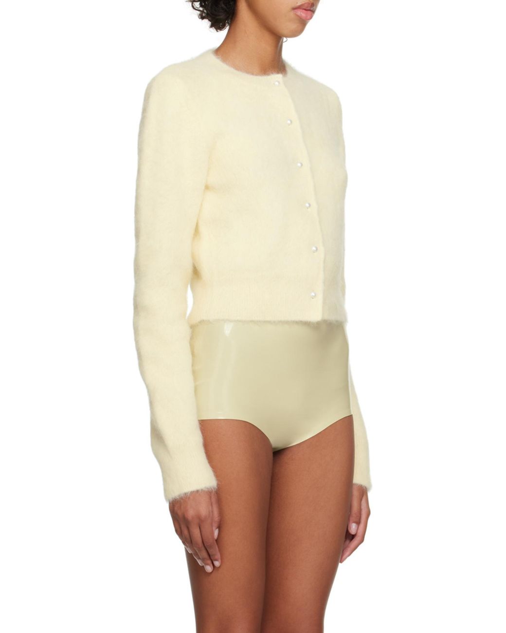 Maison Margiela Natural Cropped Knitted Cardigan