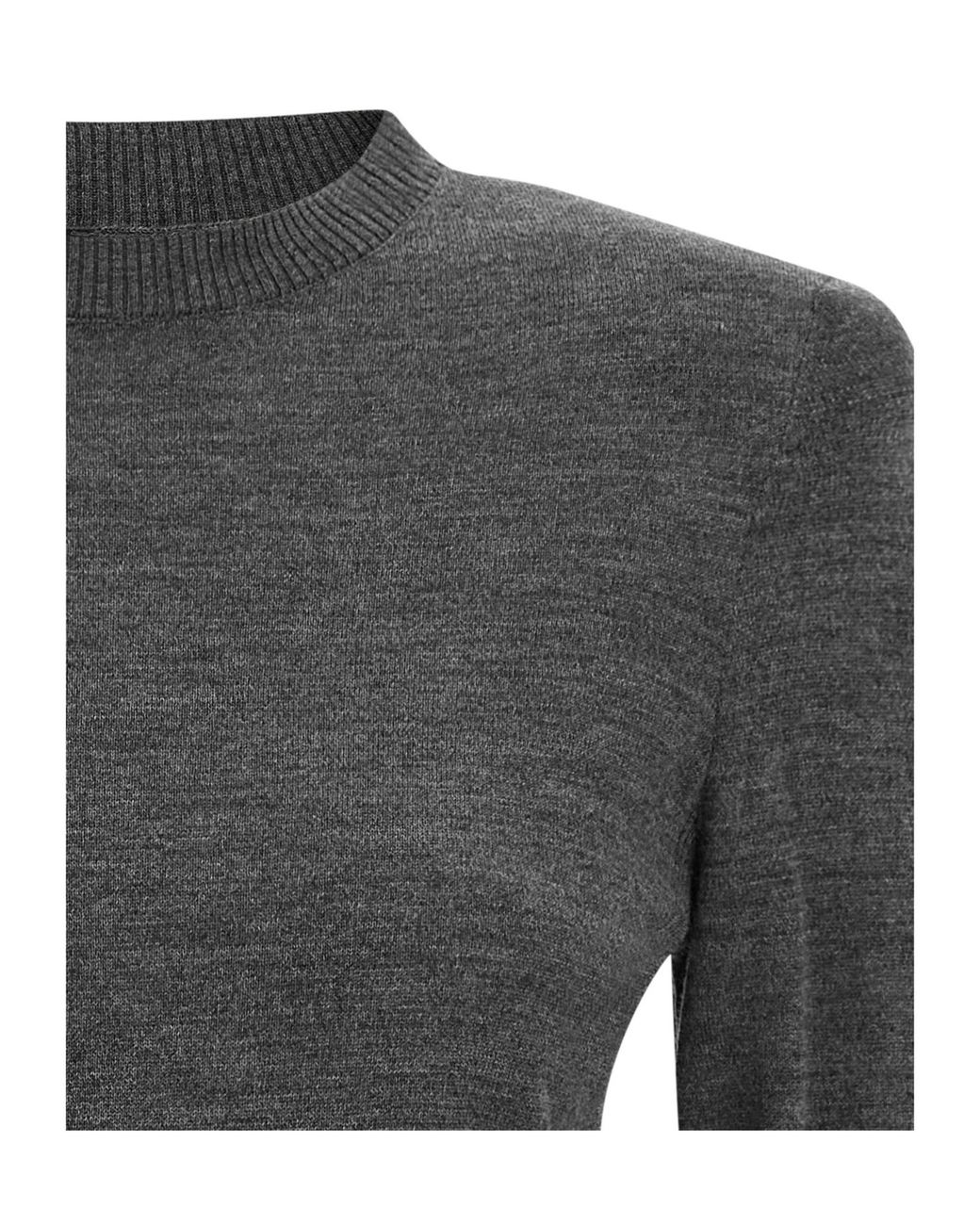 Pinko Gray Long Sleeve Ribbed-Cuff Jumper