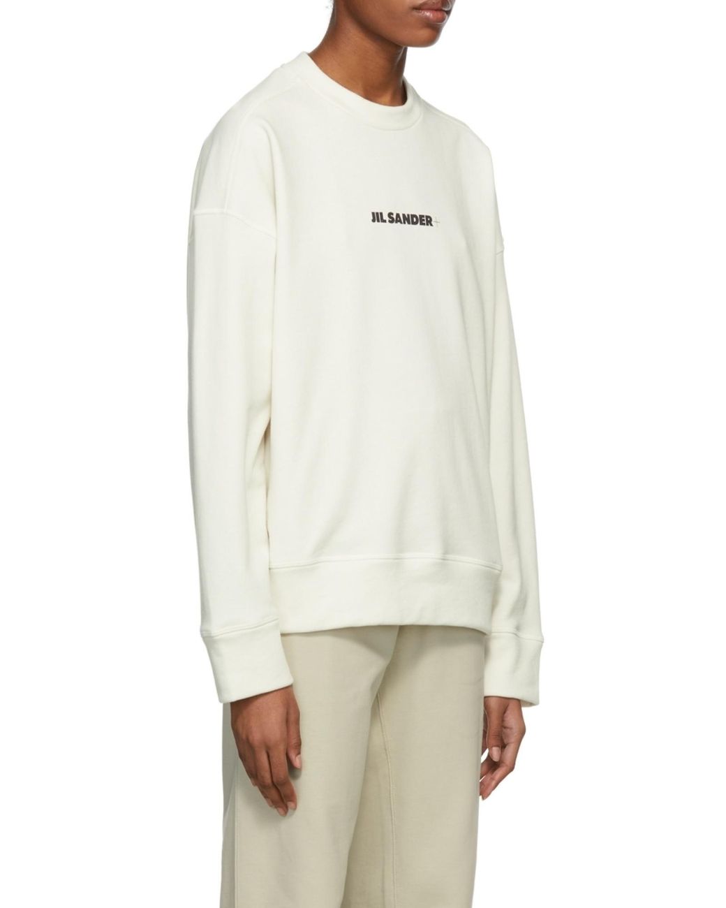 Jil Sander White Logo-Print Long-Sleeve Top