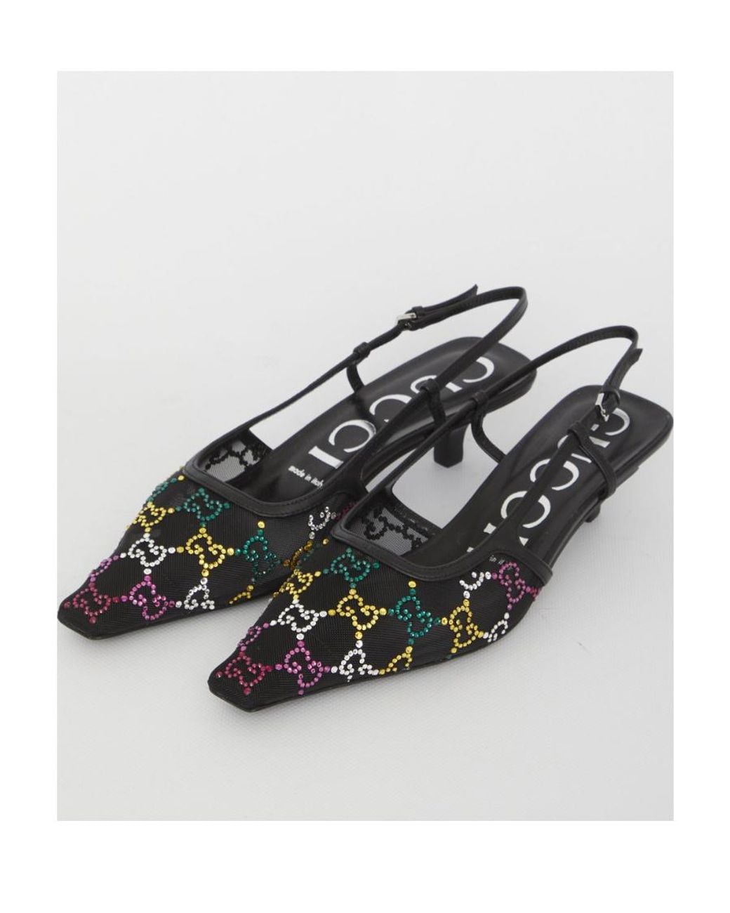 Gucci Multicolor Embellished Slingback Pumps