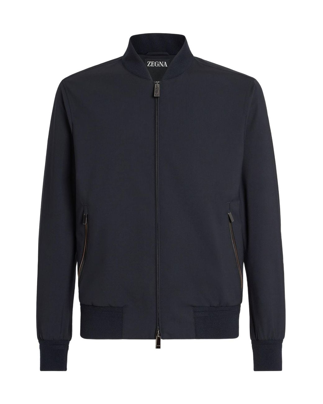 Zegna Blue Zipped Elasticated Hem Bomber Jacket for men