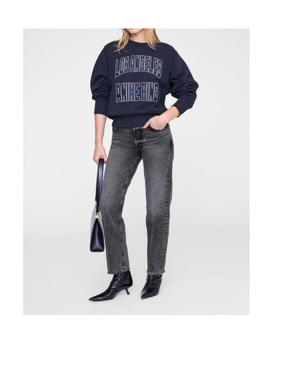 Anine Bing Blue Harry Shrunken Logo Sweatshirt