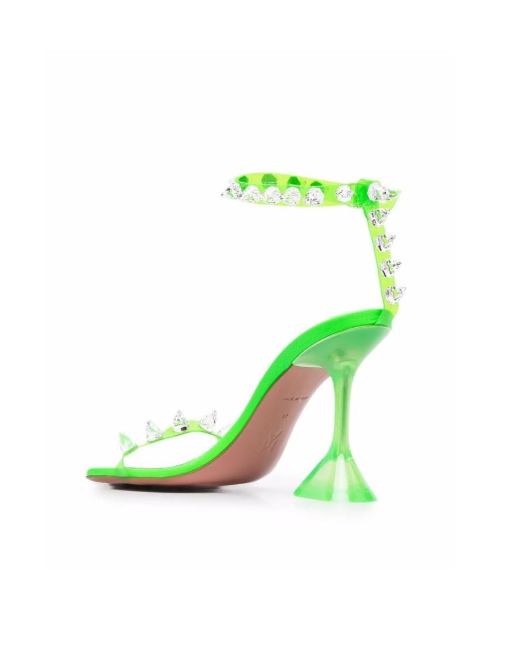 AMINA MUADDI Green Rivet High-Heeled Sandals