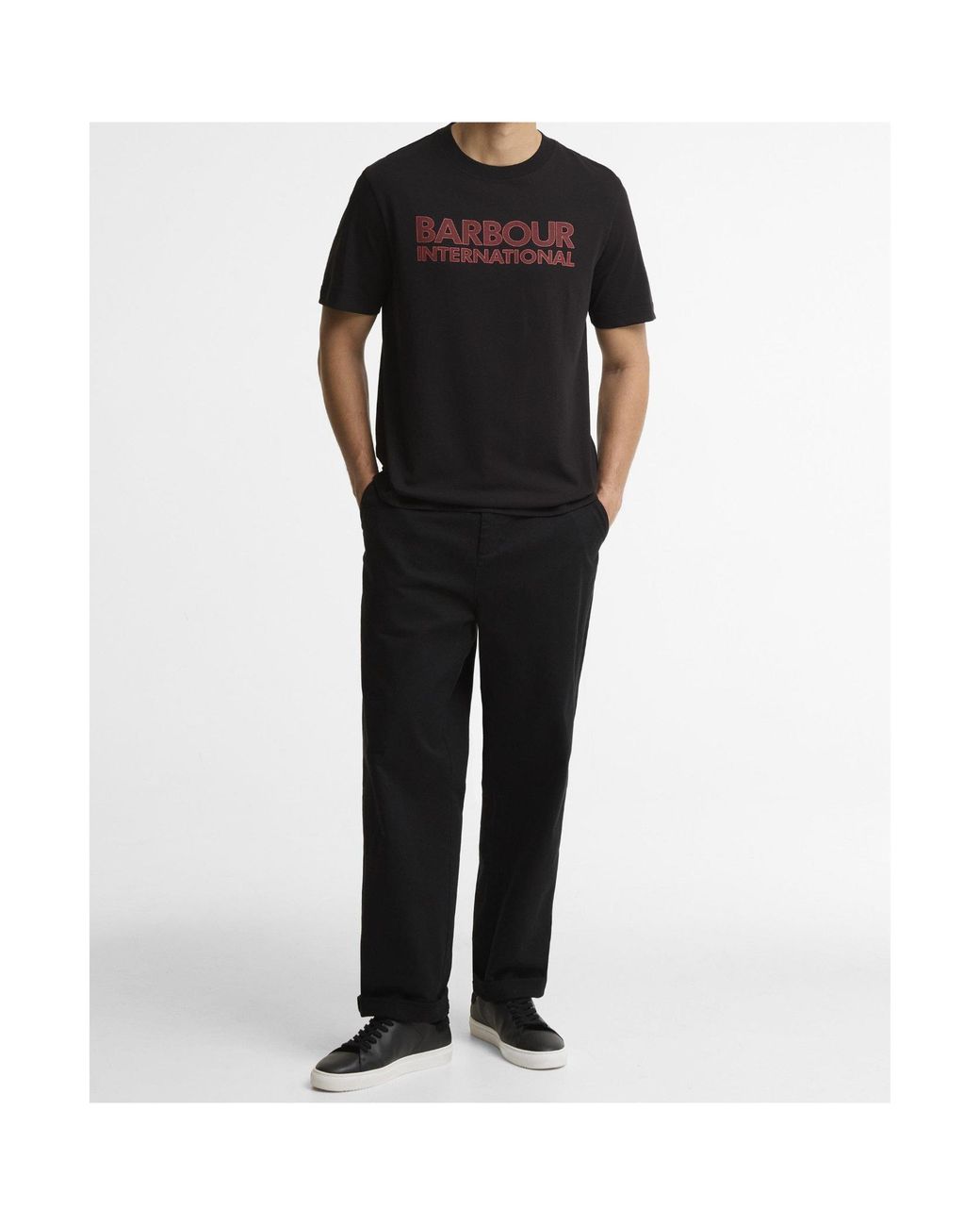 Barbour Black Logo Print Crew Neck T-Shirt for men