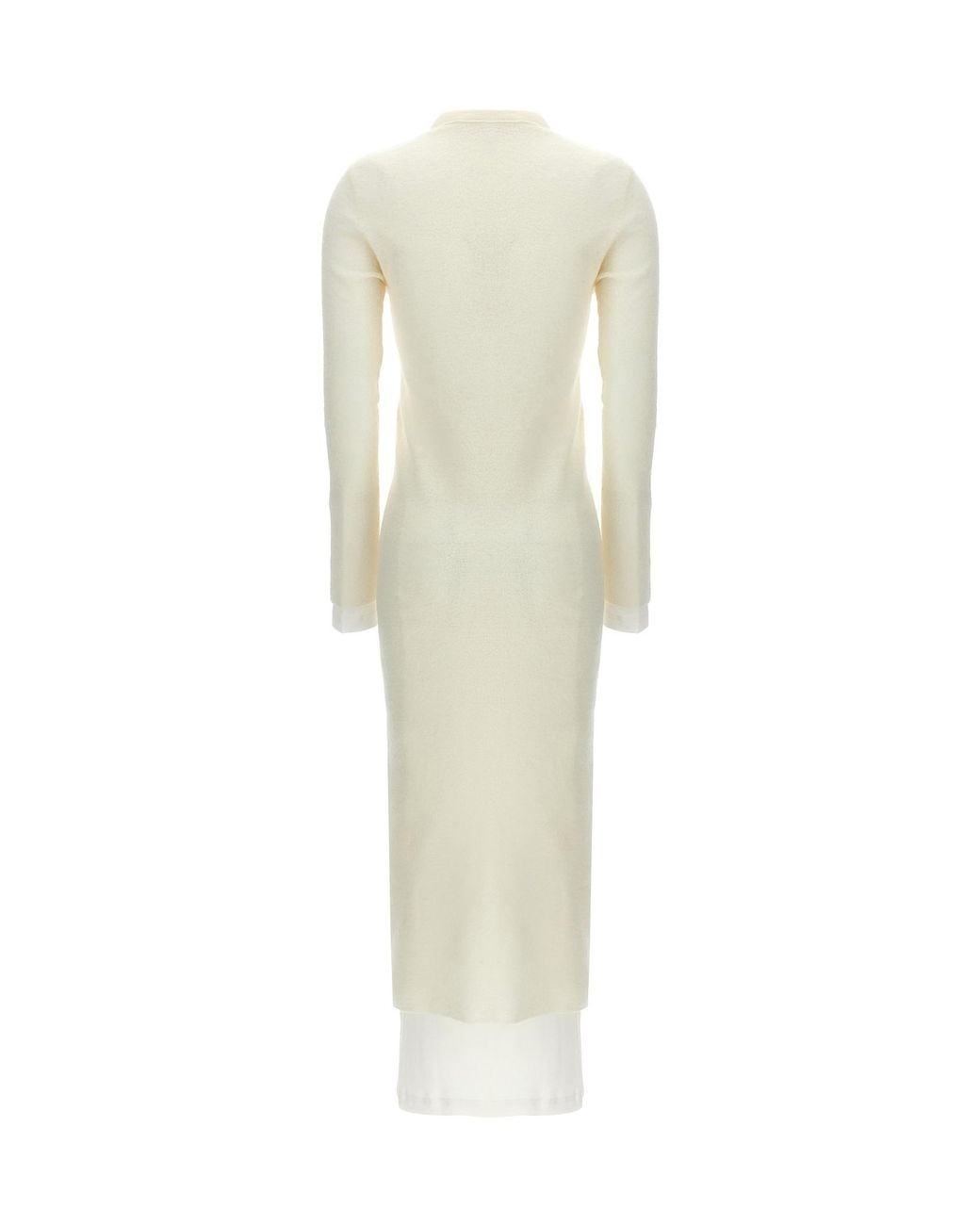 Jil Sander White Crewneck Knitted Maxi Dress
