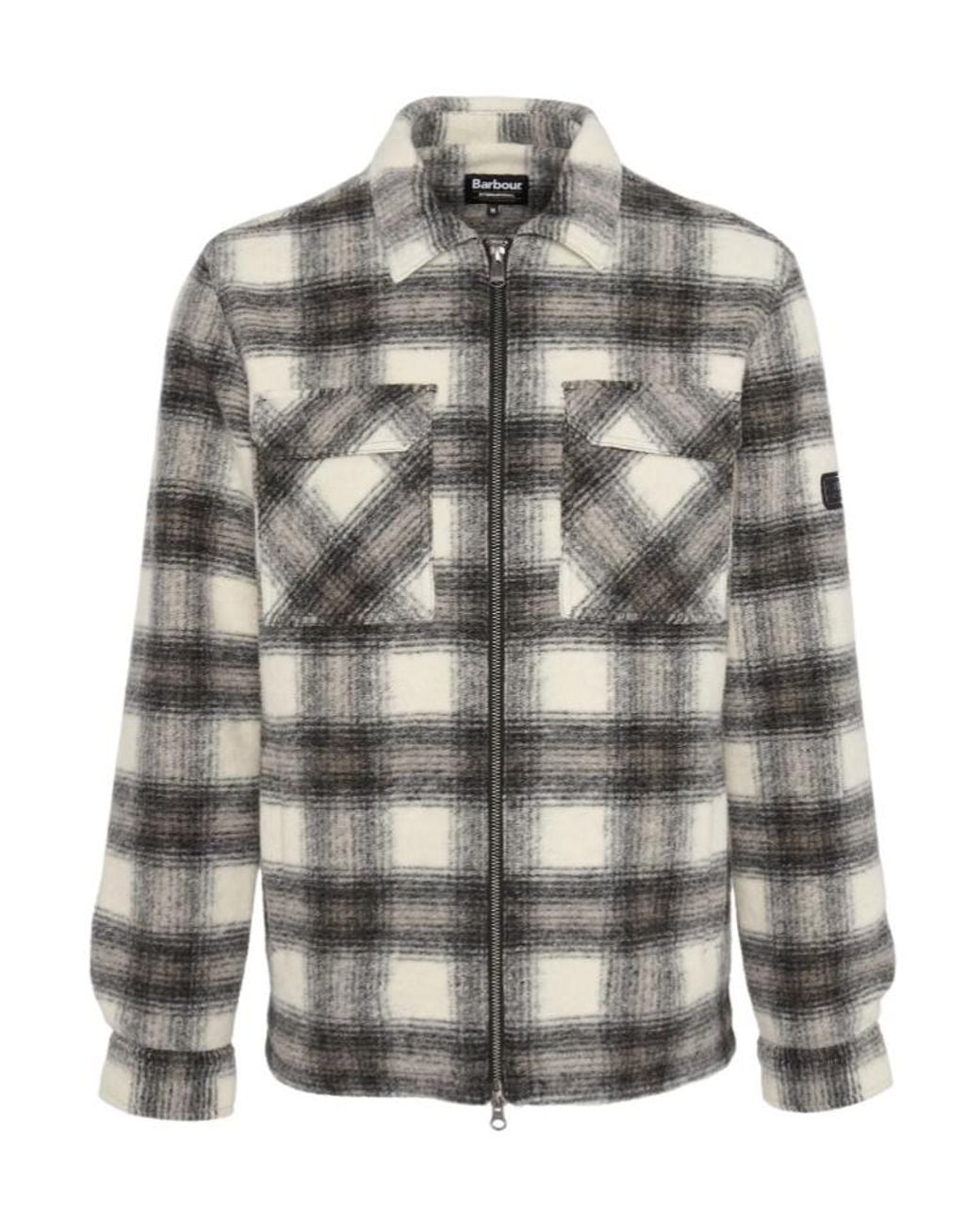 Barbour Gray Clayton Brushed Fleece Overshirt for men