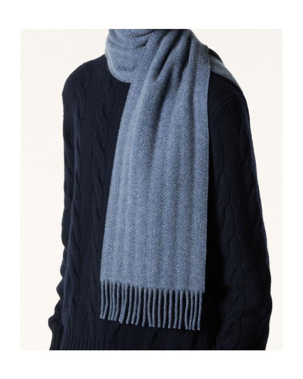 Loro Piana Blue Barre Stripe Scarf for men
