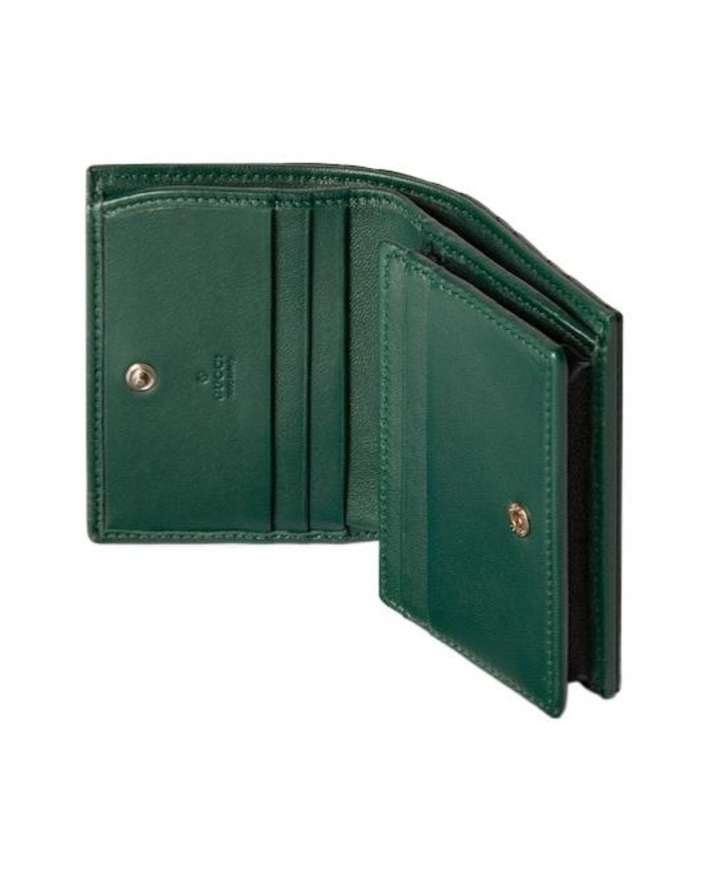Gucci Green Gg Marmont Card Case Wallet