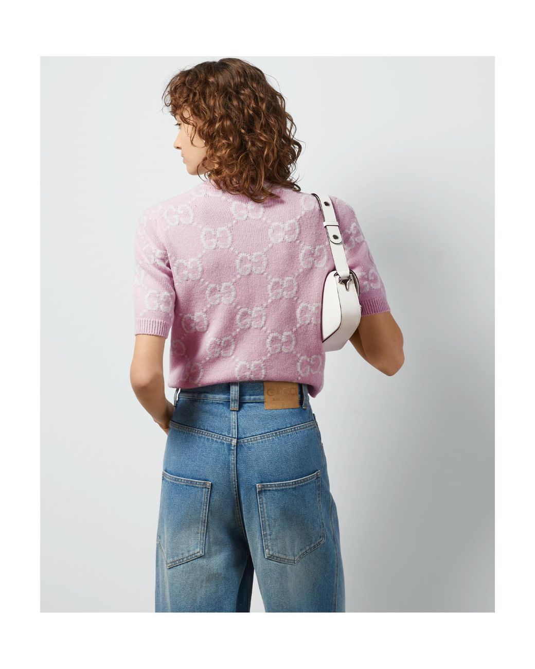 Gucci Pink Gg-Intarsia Wool Top
