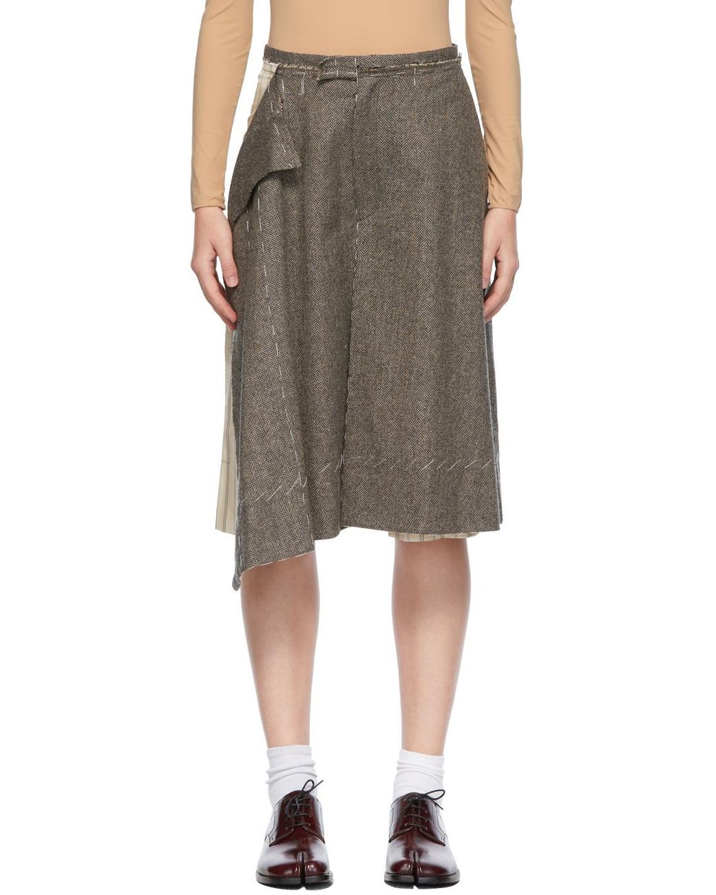 Maison Margiela Gray Deconstructed Striped Bermuda Shorts
