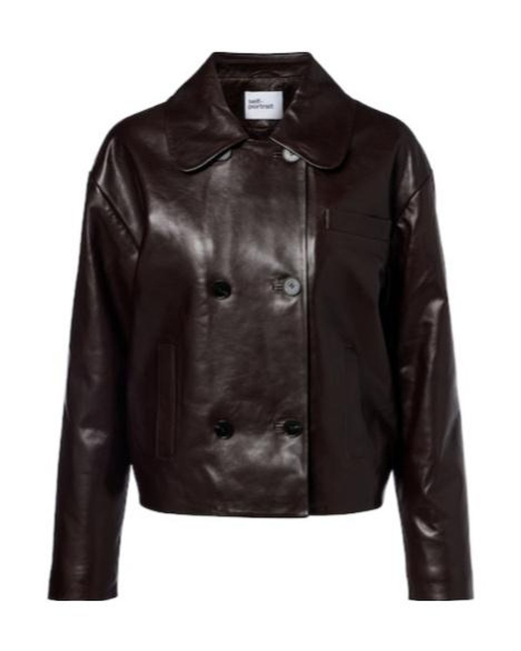 Self-Portrait Black Cropped Leather Jacket