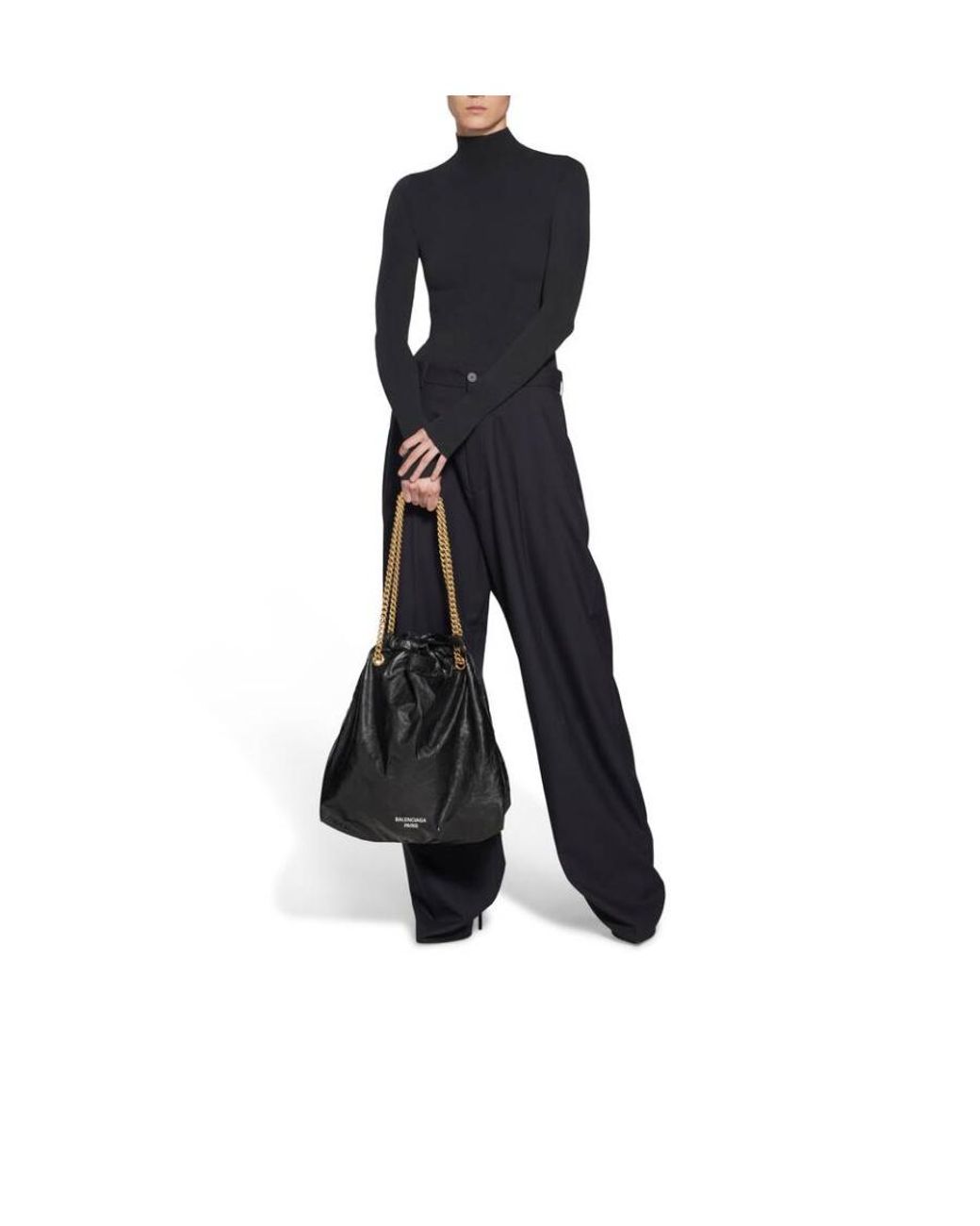 Balenciaga Black Crush Medium Tote Bag