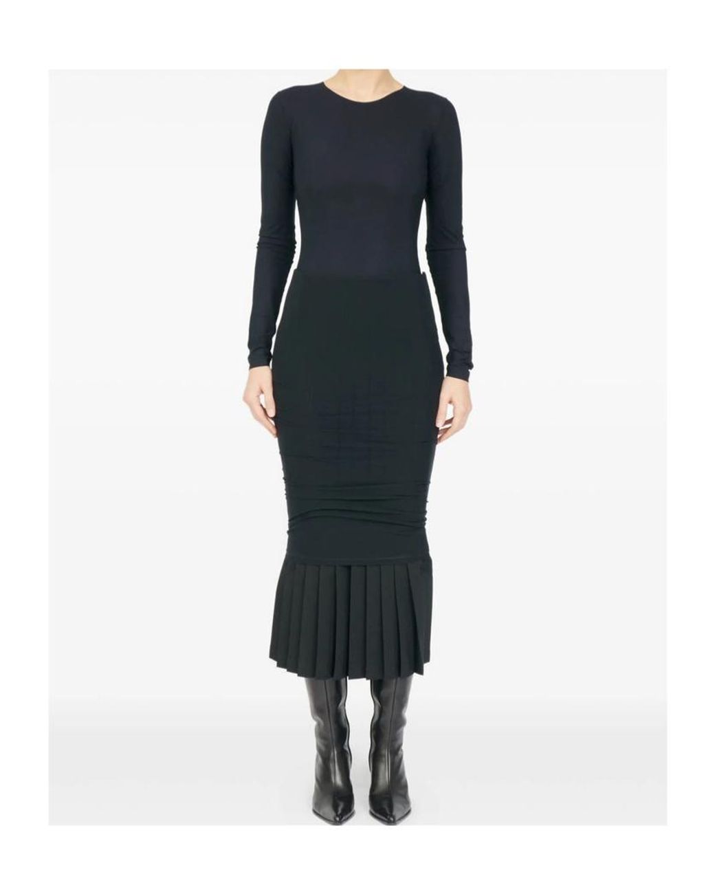 MM6 by Maison Margiela Black Pleated Skirt With Textured Ruching