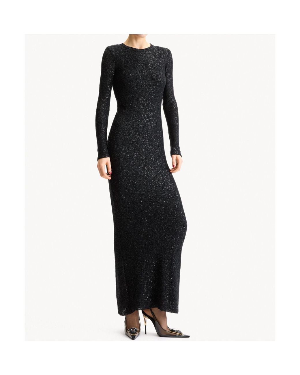 Saint Laurent Black Long Sequin Dress